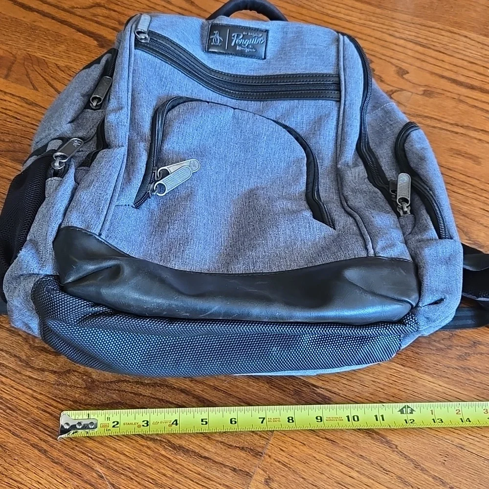 Original Penguin Gray & Black Laptop Shoulder Work School Backpack